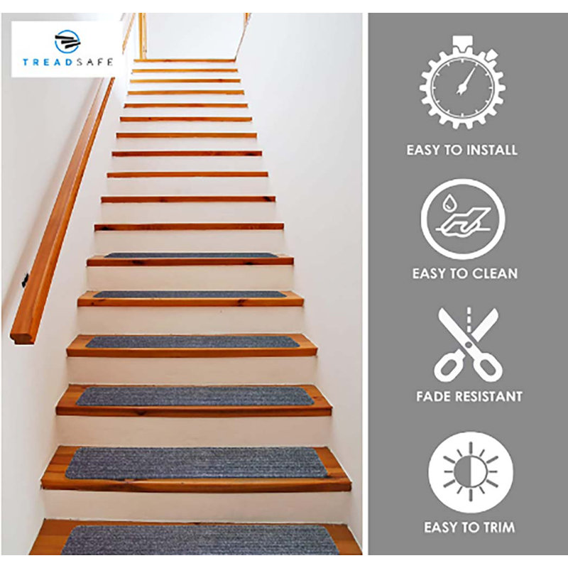 TreadSafe Carpet Stair Treads for Indoor Wooden Steps & Reviews Wayfair